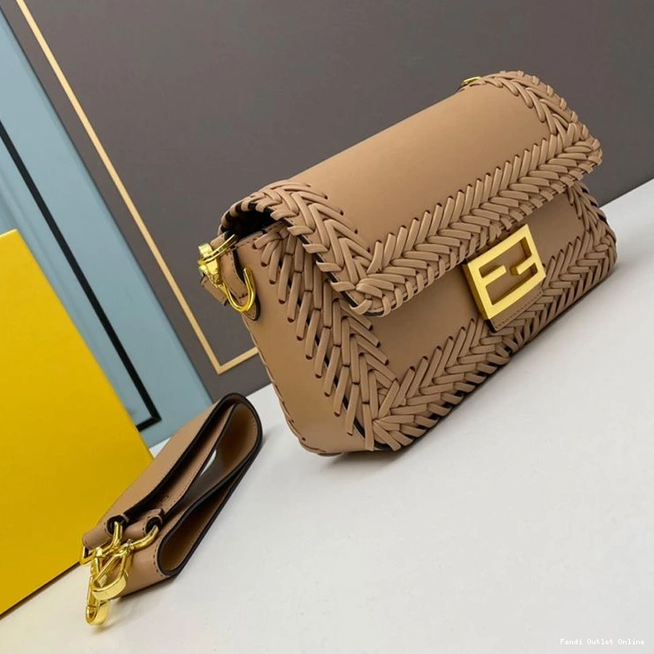 Affordable Bag Apricot Baguette Leather Medium Stitching Fendi In 0825